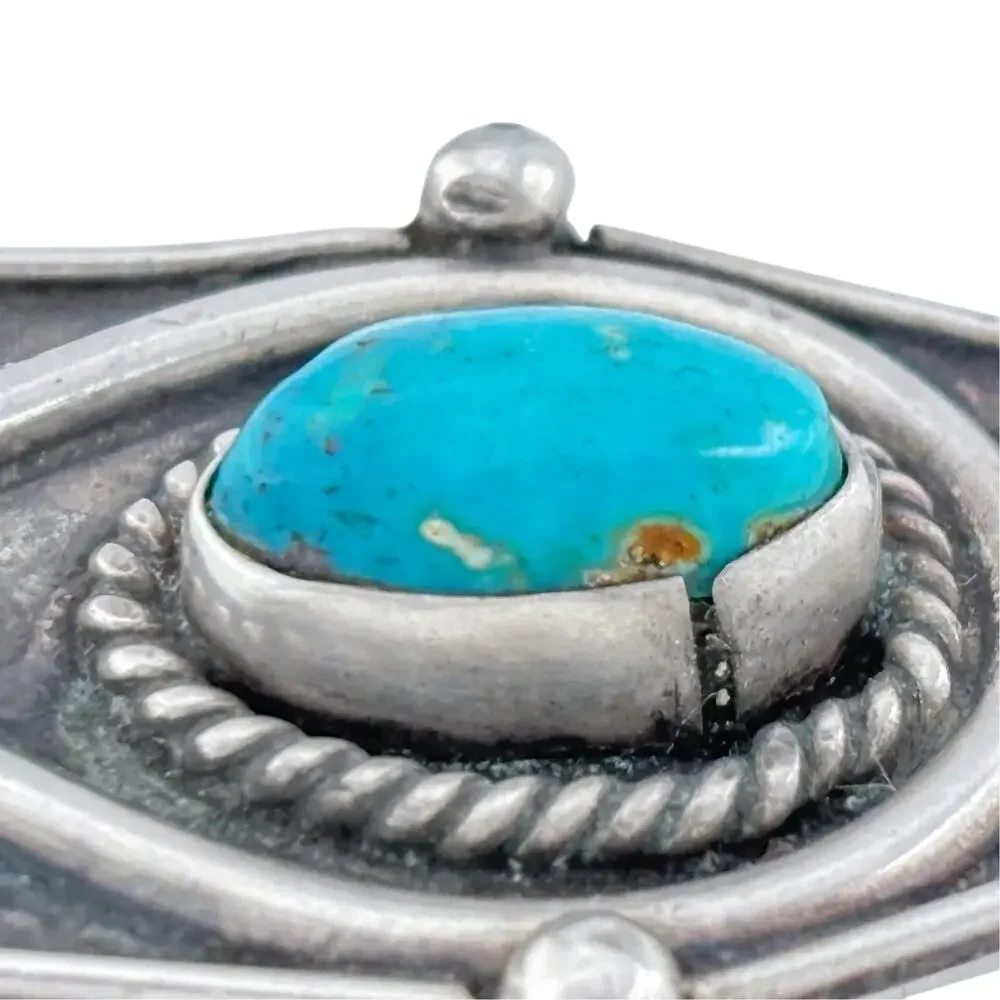 Vintage Sterling Silver 925 Turquoise Shadowbox Pendant